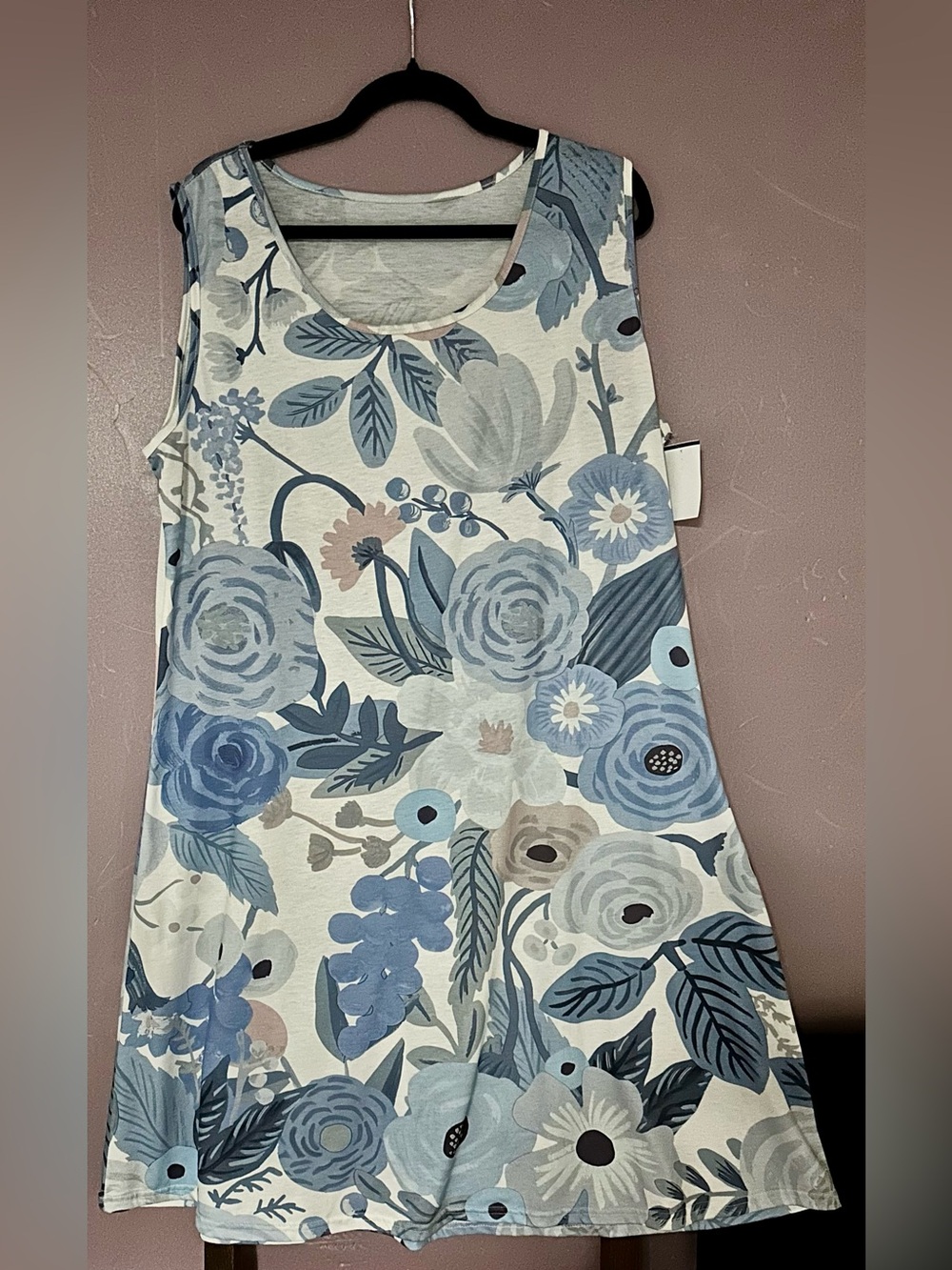 Fun Blue Floral Swing Tank Dress